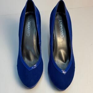 Andiamo Sasha Women's Blue Suede Heels Size 7.5M